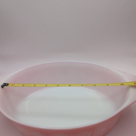 Vintage Pyrex Pink Daisy 045 Oval Casserole w/Lid 2-1/2 Quart - Picture 3 of 16